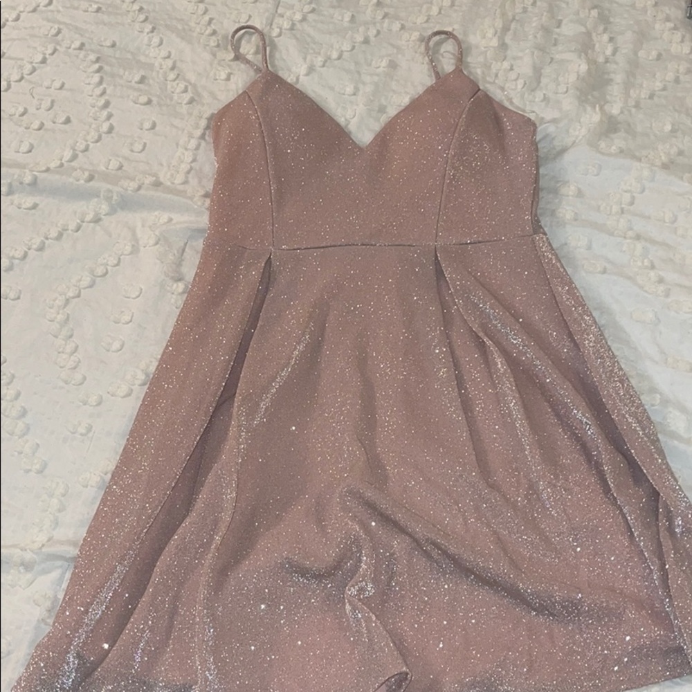 Blush sparkle sweetheart dress with straps